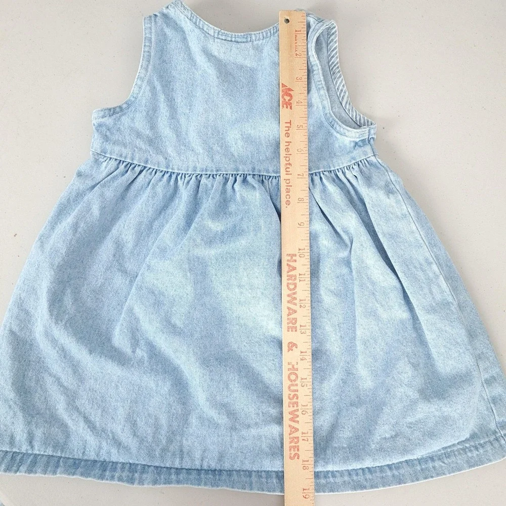 Vintage OshKosh B'gosh Denim Sundress Girls 3T Light Wash Knee Length USA 90s